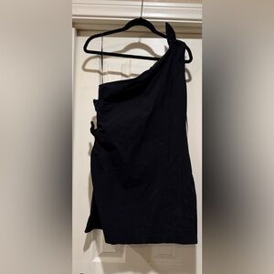 Zara one shoulder black mini dress